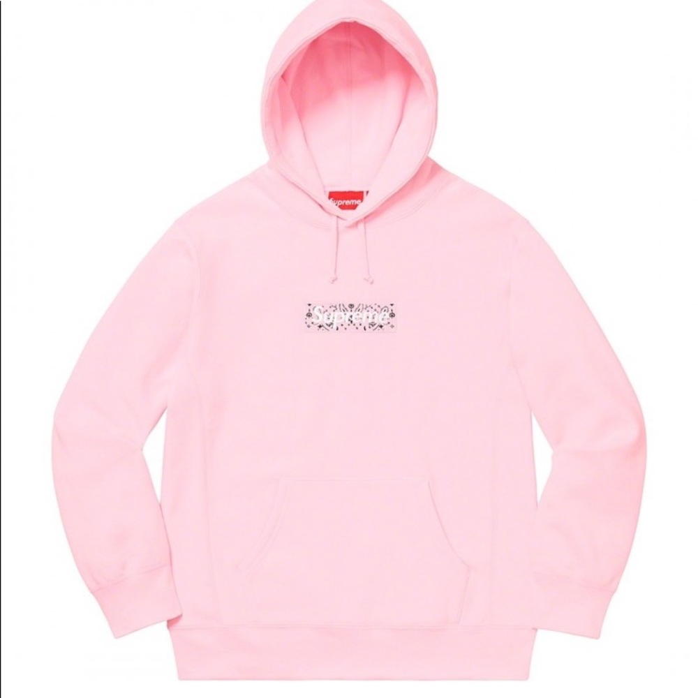 Supreme Pink Bandana Logo Hoodie